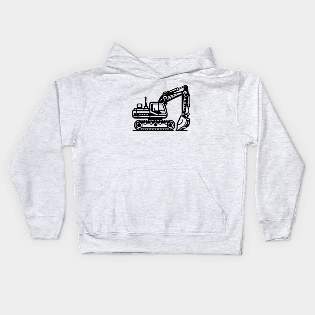 Construction Excavator Kids Hoodie by KayBee Gift Shop